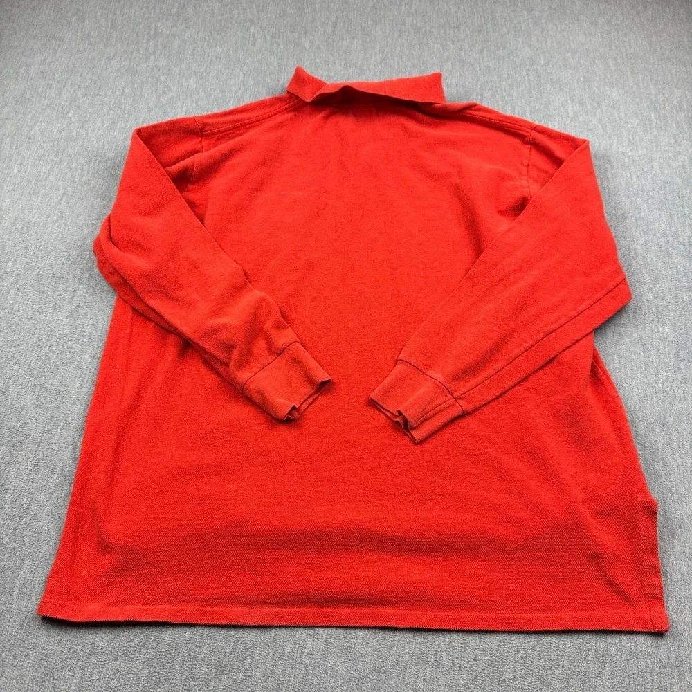 Vintage Polo Ralph Lauren Sweater Men Medium Orange Cotton Long Sleeves Made USA